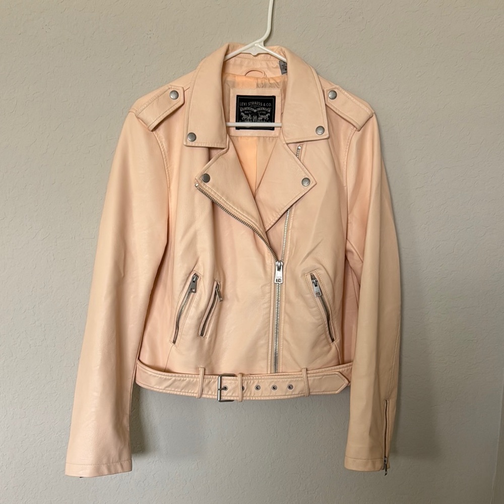 Levi's Pale Pink Leather Moto Jacket